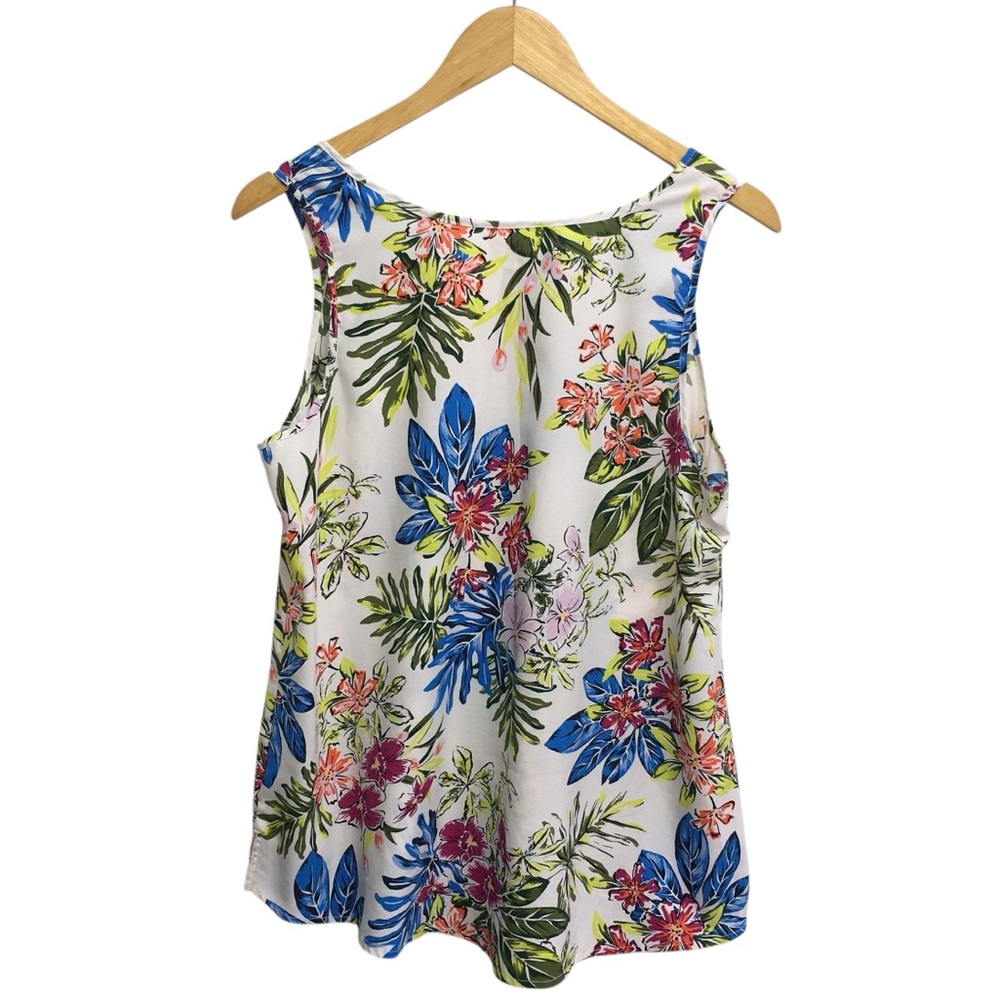 Time and Tru Sleeveless Floral V-Neck Lightweight Top - Women’s Large 12/14 - Picture 3 of 11